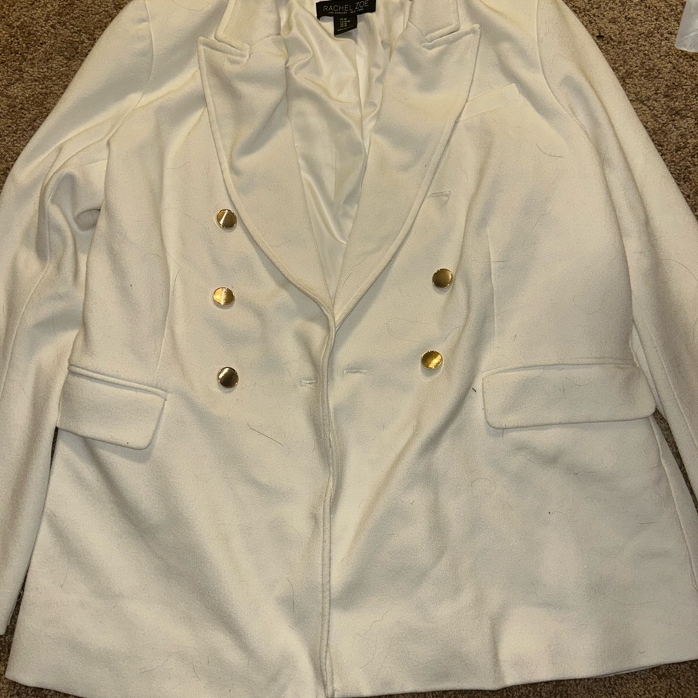 Rachel Zoe White and Gold Blazer with Classic Lapel